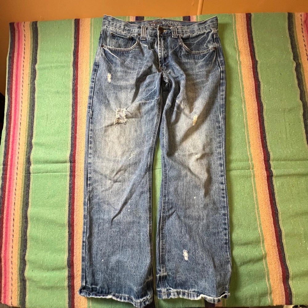 Urban Up Loose Bootcut Jeans Mens 34x30 Blue Distressed Y2K Grunge Skater Denim